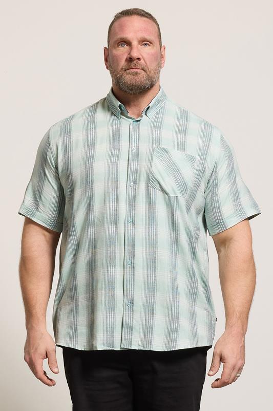  KAM Big & Tall Mint Green Short Sleeve Check Shirt