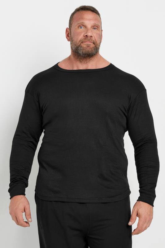 KAM Big & Tall Black Thermal Long Sleeve T-Shirt | BadRhino 1