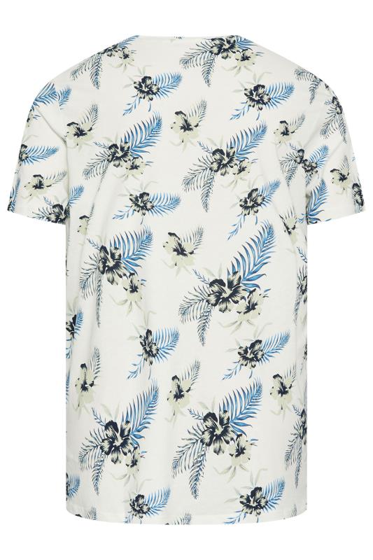 JACK & JONES Big & Tall White Tropical Print Short Sleeve T-Shirt | BadRhino 4