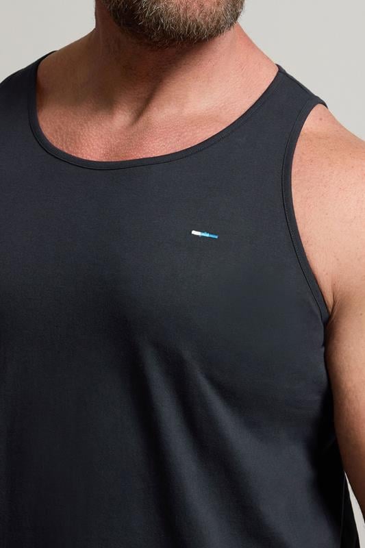BadRhino Big & Tall Navy Blue Extra Long Plain Vest Top | BadRhino 4