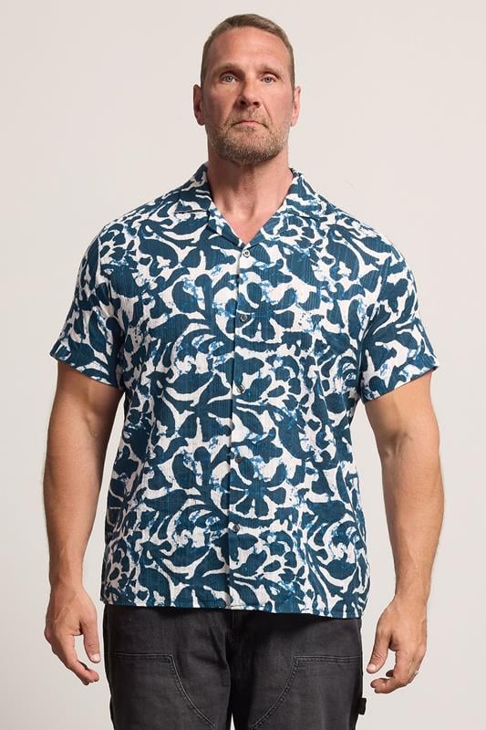  JACK & JONES Big & Tall Blue Sun Print Resort Shirt
