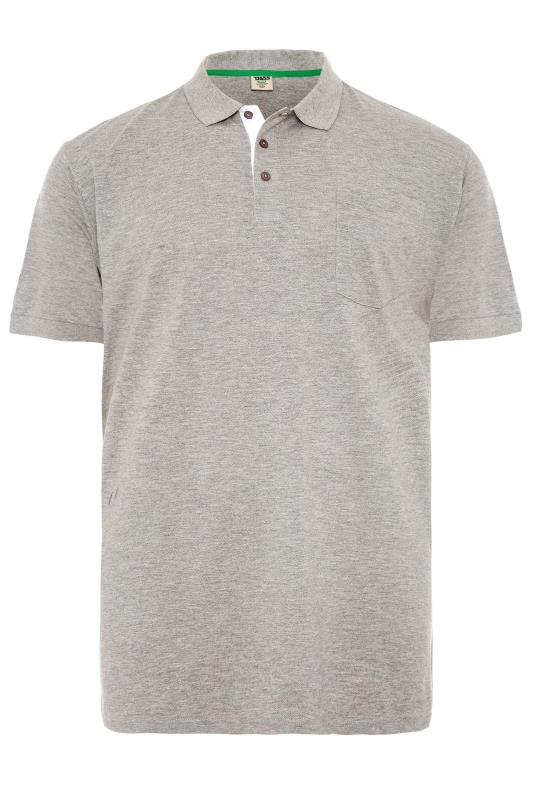 D555 Light Grey Marl Basic Polo Shirt | BadRhino 3