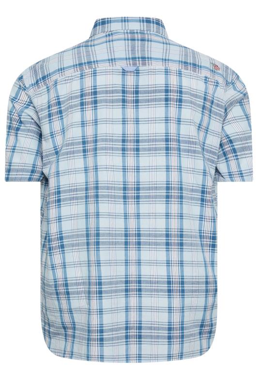 D555 Big & Tall Light Blue Check Print Short Sleeve Shirt | BadRhino 4