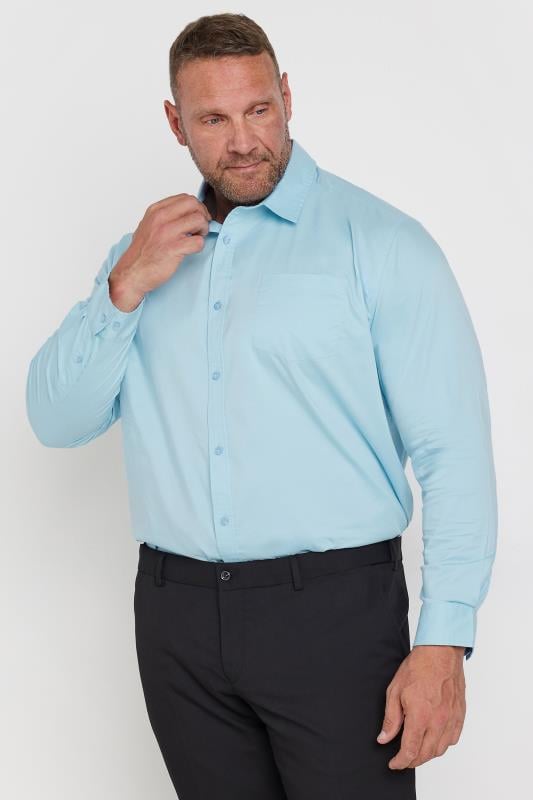 BadRhino Big & Tall Light Blue Chest Pocket Oxford Shirt | BadRhino 1