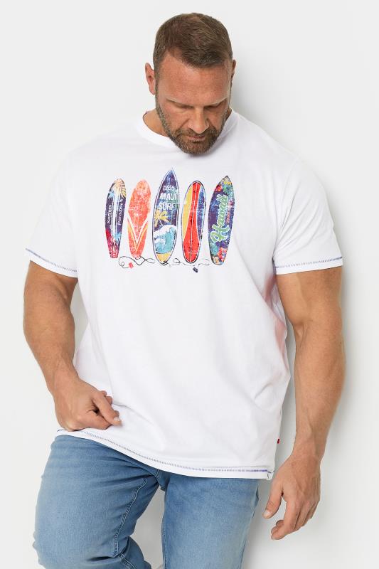 Men's  D555 Big & Tall White 'Maui' Surf Print T-Shirt