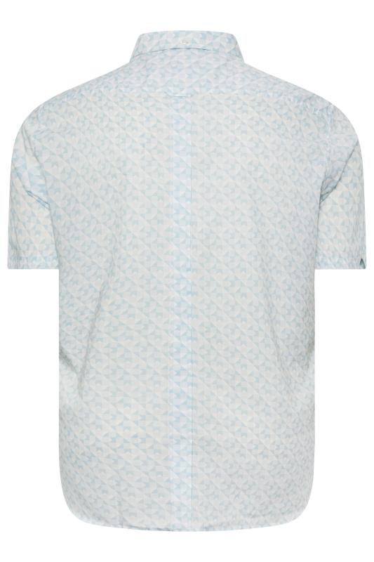 BEN SHERMAN Big & Tall White Geometric Print Short Sleeve Shirt | BadRhino 4