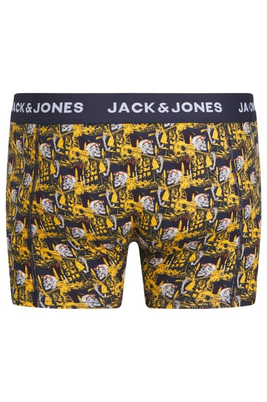 JACK & JONES Big & Tall 3 PACK Navy & Skull Print Trunks | BadRhino 4