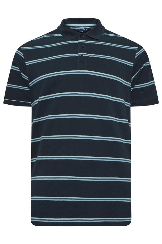 BadRhino Big & Tall Navy Blue Stripe Polo Shirt | BadRhino 3