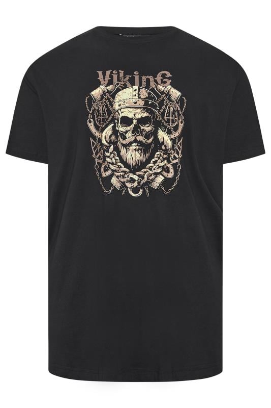 ESPIONAGE Big & Tall Black 'Viking' Graphic Print T-Shirt | BadRhino 1