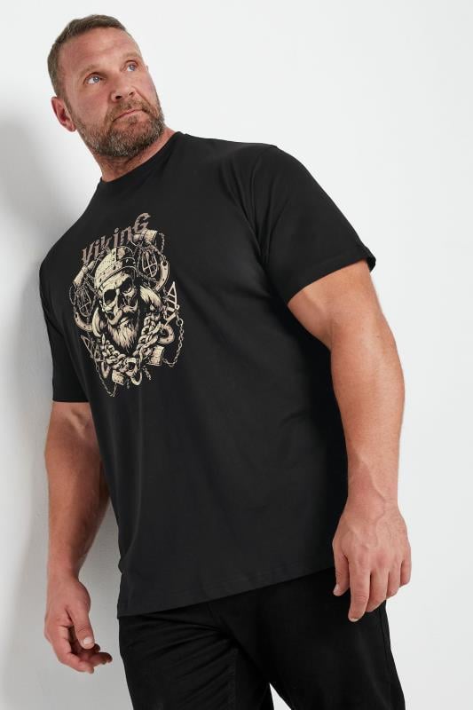 Men's  ESPIONAGE Big & Tall Black 'Viking' Graphic Print T-Shirt