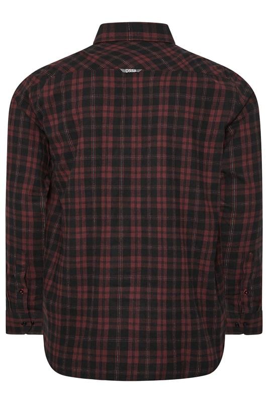 D555 Big & Tall Burgundy Red Check Shirt | BadRhino 2