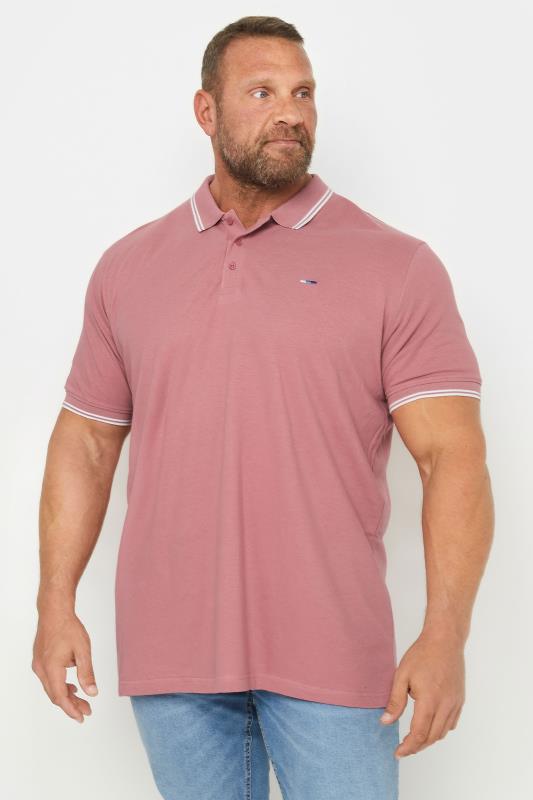 Men's  BadRhino Big & Tall Pink Tipped Polo Shirt