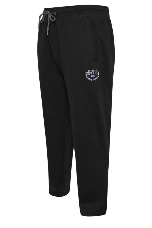 D555 Black Open Hem Embroidered Logo Joggers | BadRhino 4