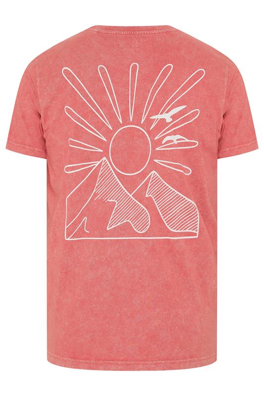 BadRhino Red Extra Long Acid Wash Sunset Print Tee | BadRhino 7