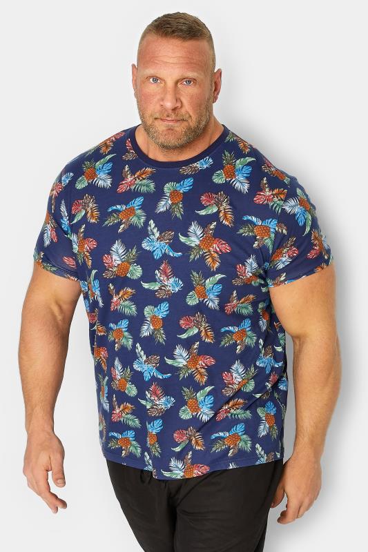 Men's  BadRhino Big & Tall Navy Blue Pineapple Print T-Shirt
