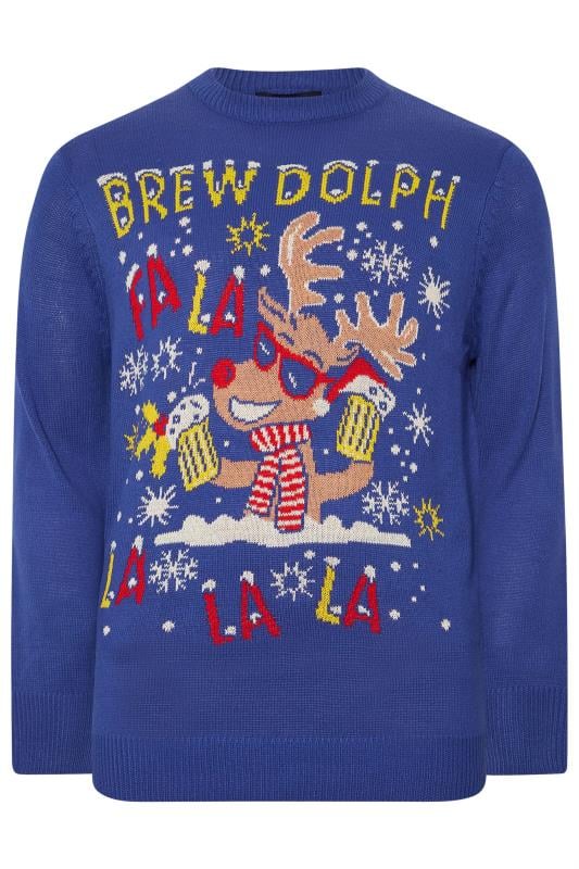 BadRhino Blue 'Brew Dolph' Graphic Christmas Knitted Jumper | BadRhino 4