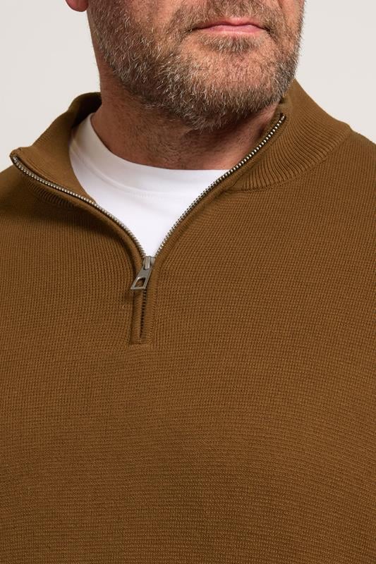 BadRhino Big & Tall Brown Milano Quarter Zip Jumper | BadRhino 4