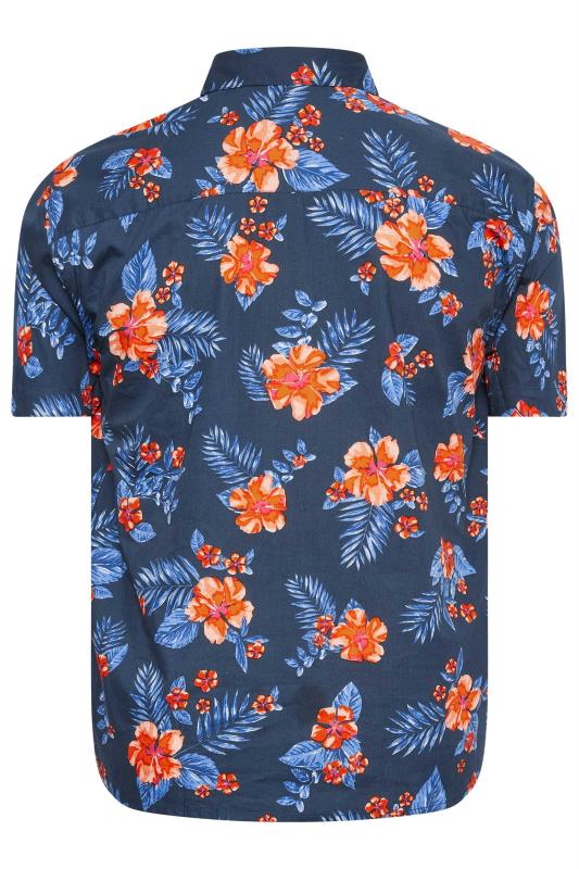 BadRhino Big & Tall Navy Blue & Orange Tropical Shirt | BadRhino 4