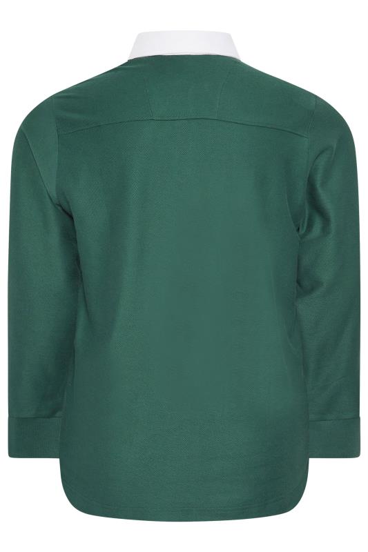 BadRhino Big & Tall Green Long Sleeve Embroidered Rugby Polo Shirt | BadRhino 4