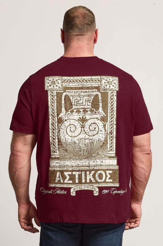 JACK & JONES Big & Tall Red Back Print T-Shirt | BadRhino 3