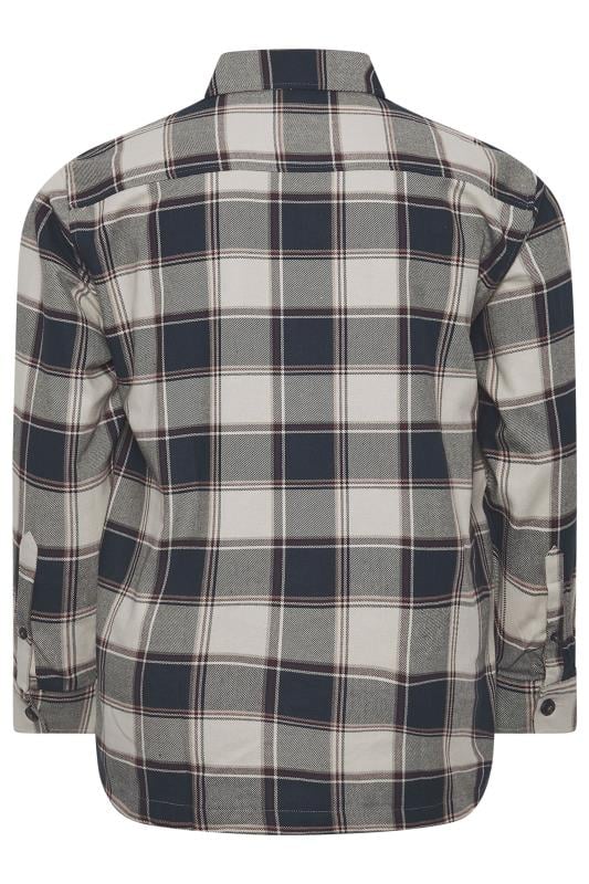 KAM Big & Tall Navy Cotton Twill Checked Overshirt | BadRhino 2