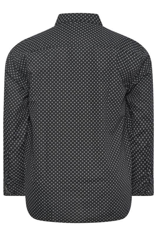 KAM Big & Tall Black Dobby Print Long Sleeve Shirt | BadRhino 2