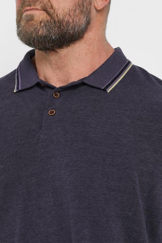 BadRhino Big & Tall Purple Textured Tipped Polo Shirt | BadRhino 4