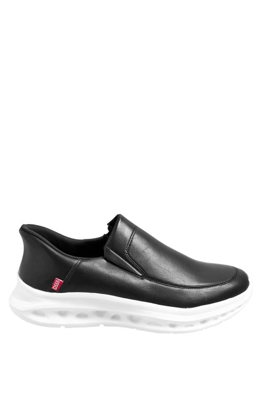 D555 Black Faux Leather Slip On Shoes | BadRhino 3