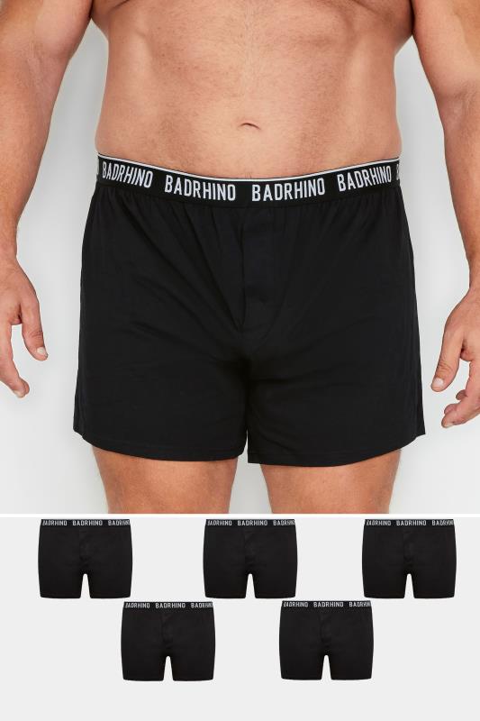 Men's  BadRhino Big & Tall 5 PACK Black Button Up Loose Fit Boxers