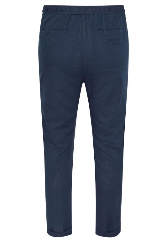 BadRhino Big & Tall Navy Blue Linen Trousers | BadRhino 6