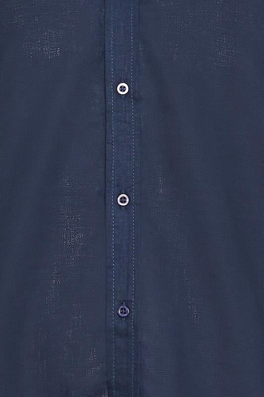 BadRhino Navy Blue Long Sleeve Linen Shirt | BadRhino 3