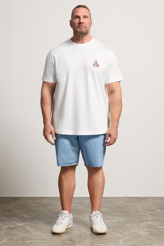 JACK & JONES Big & Tall White Crew Neck Back Graphic Tee | BadRhino 1