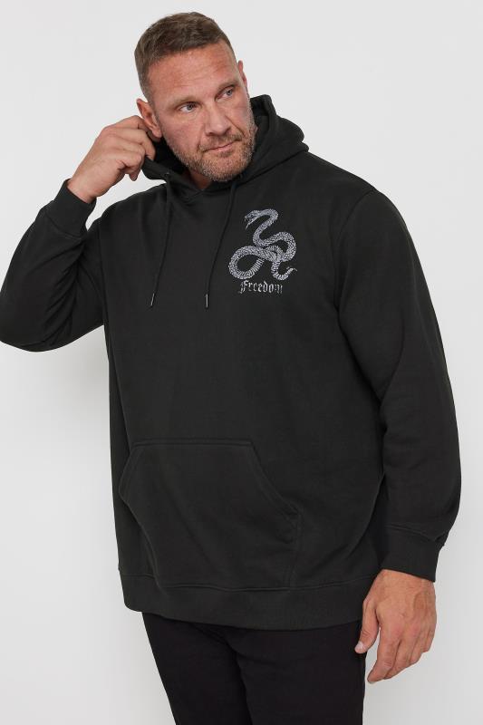 BadRhino Big & Tall Black 'Freedom' Snake Graphic Print Hoodie | BadRhino 2