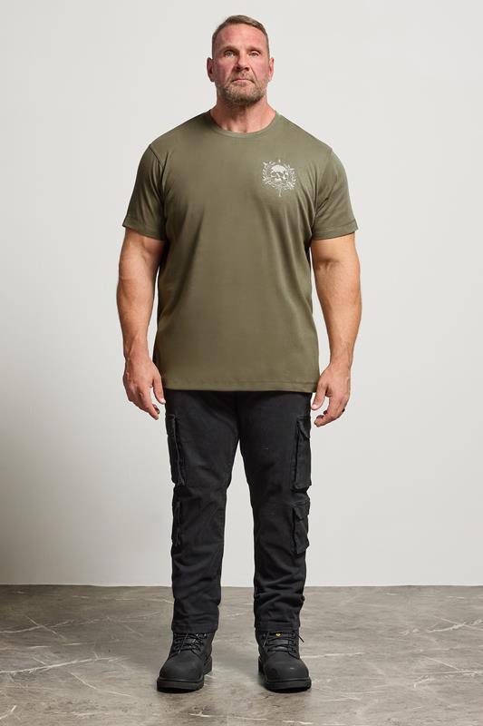 BadRhino Big & Tall Olive Green Skull Emblem Graphic T-Shirt | BadRhino 2