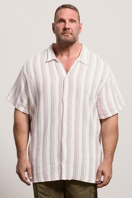  JACK & JONES Big & Tall Cabernet Red Striped Shirt