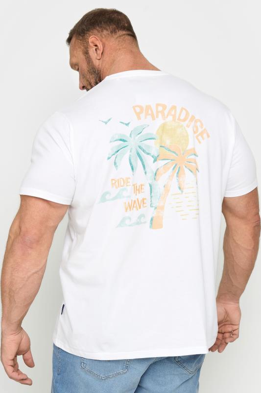 BadRhino Big & Tall White 'Ride The Wave' Embroidered T-Shirt | BadRhino 2