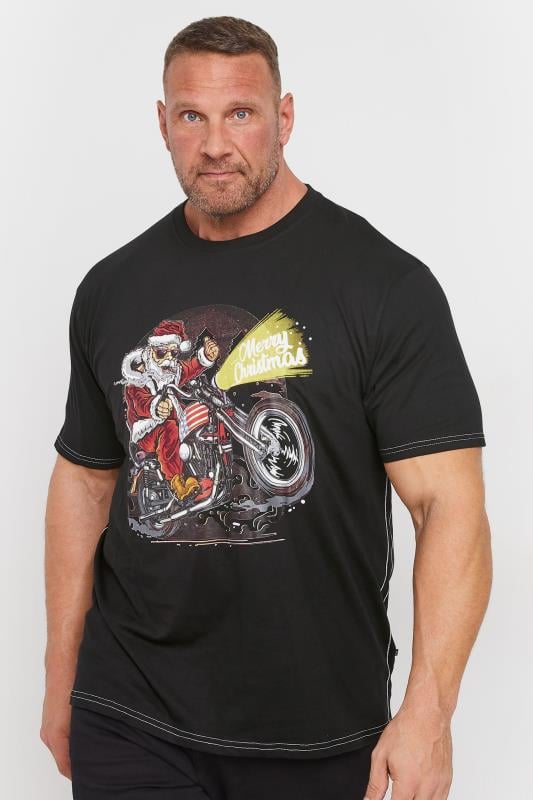 KAM Big & Tall Red Santa Biker Christmas T-Shirt | BadRhino 1