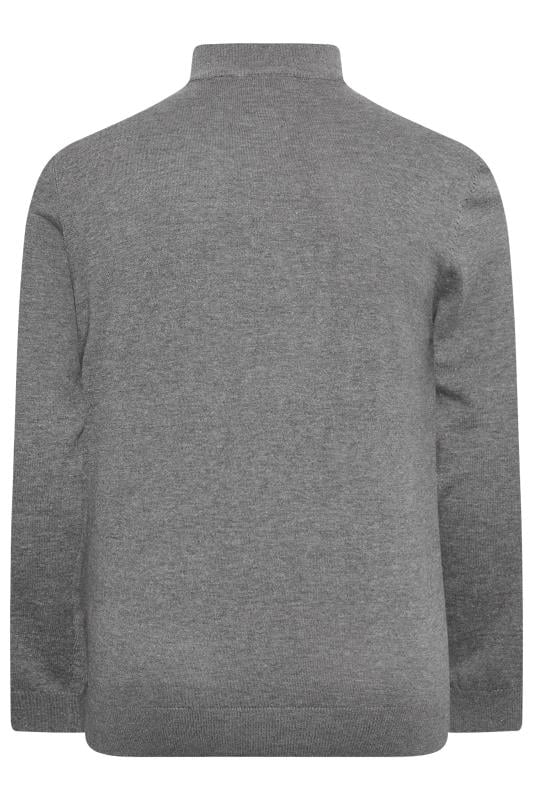 LUKE 1977 Big & Tall Grey Quarter Zip Knit Jumper | BadRhino 4