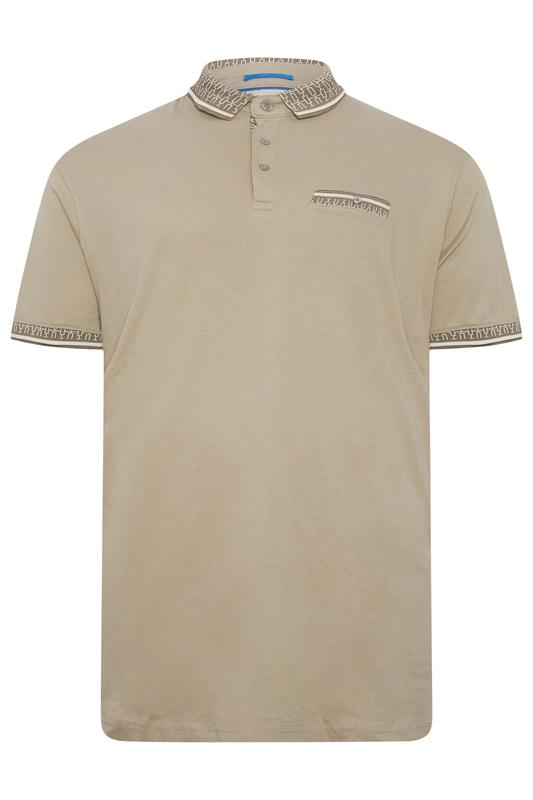 D555 Big & Tall Stone Brown Interlock Jacquard Polo Shirt | BadRhino 2
