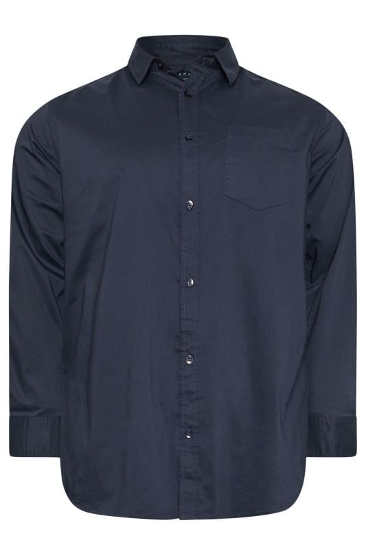 BadRhino Big & Tall Navy Blue Chest Pocket Oxford Shirt | BadRhino 3