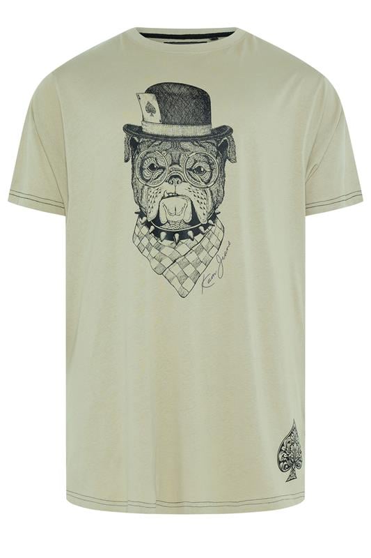 KAM Big & Tall Sage Green Bulldog Graphic T-Shirt | BadRhino 1