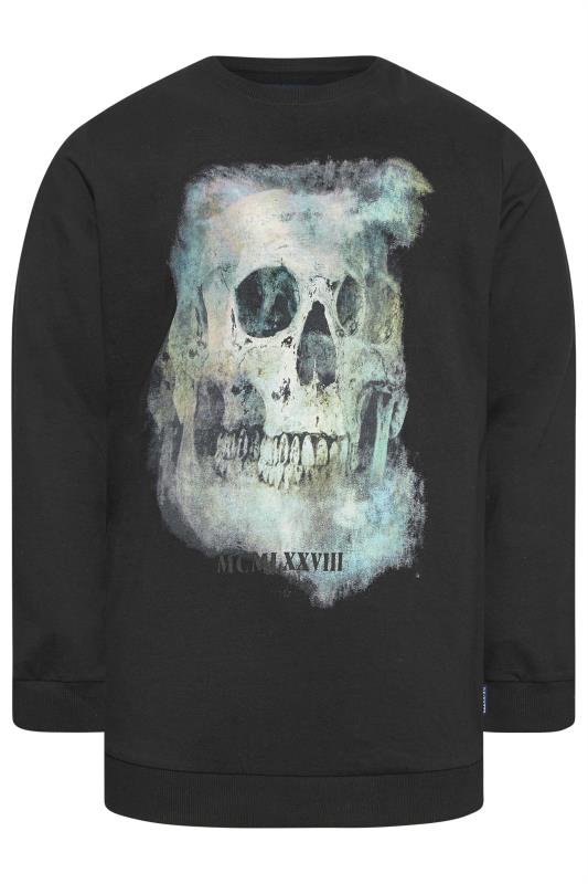 BadRhino Big & Tall Black Skull Print Sweatshirt | BadRhino 2