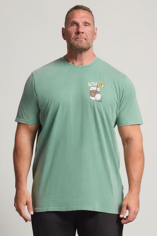  BadRhino Big & Tall Green Extra Long Pigment Dye Golf Graphic T-Shirt
