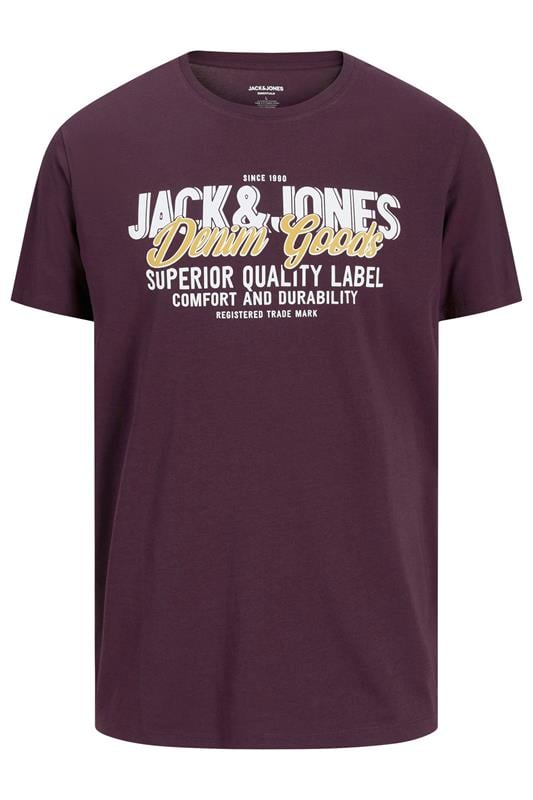 Men's  JACK & JONES Big & Tall Plum Purple Logo Chest Print T-Shirt