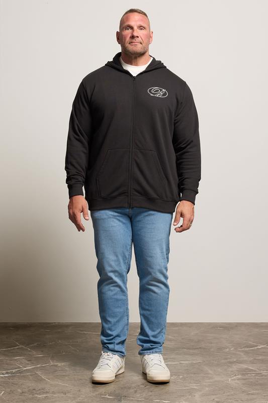 BadRhino Big & Tall Black Scripted Zip Through Hoodie | BadRhino 2