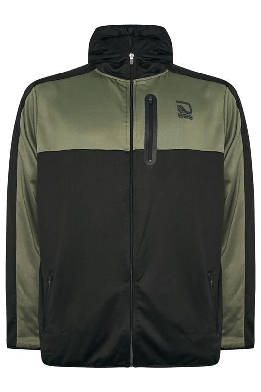 D555 Big & Tall Black Dry Wear Panel Zip Through Hoodie | BadRhino 1
