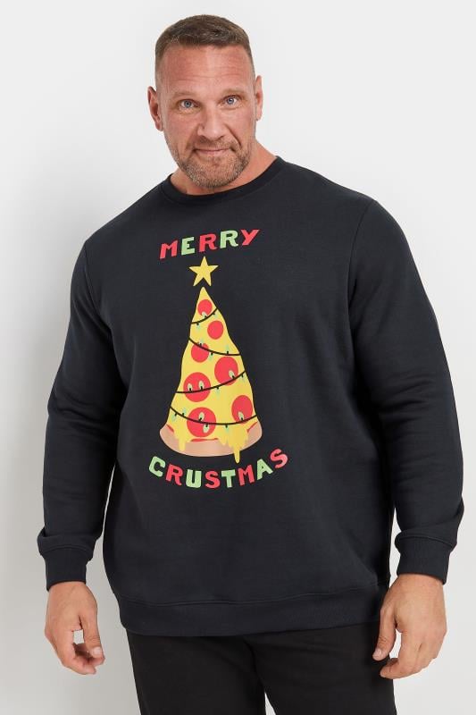 BadRhino Big & Tall Navy Blue 'Merry Crustmas' Printed Sweatshirt | BadRhino 1