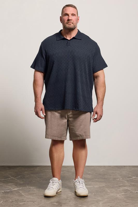 JACK & JONES Big & Tall Navy Blue Jacquard Polo Shirt | BadRhino 1