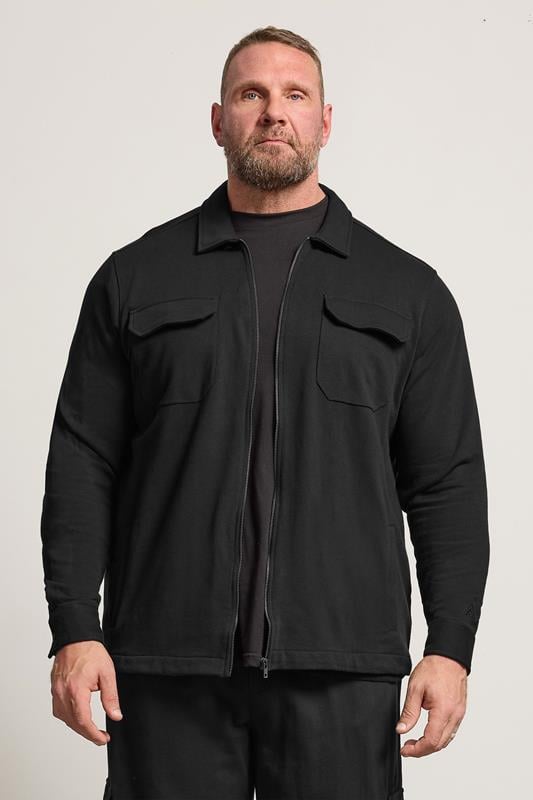 STUDIO A Big & Tall Navy Blue Zip Through Shacket