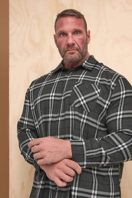 BadRhino Big & Tall Grey Long Sleeve Check Shirt | BadRhino 1